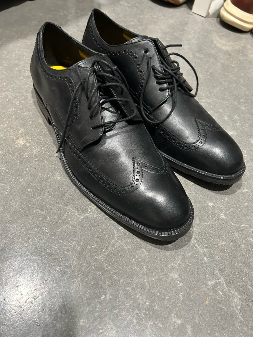 Cole Haan Black Leather Wingtip Oxfords